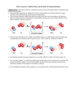 Unit 4, Lesson 03: Collision Theory and the Rates of Chemical