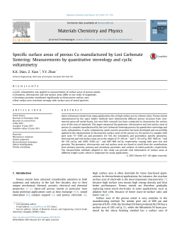 Specific surface areas of porous Cu manufactured by Lost