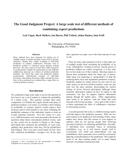The Good Judgment Project - CIS @ UPenn