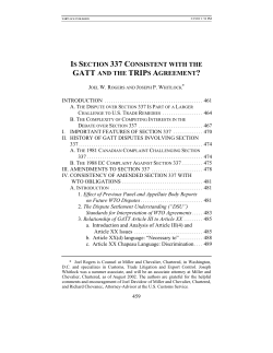 is section 337 consistent with the gatt and the trips agreement?