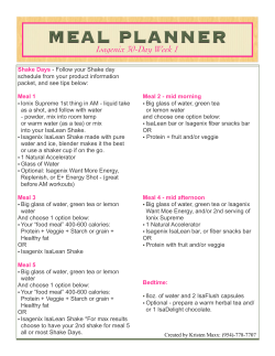 Meal Guide Week 1 Isagenix Love Your Body