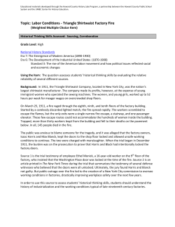 Topic: Labor Conditions - Triangle Shirtwaist Factory Fire
