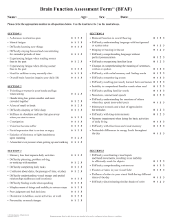 Brain Function Assessment Form&trade; (BFAF)