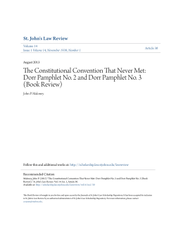 The Constitutional Convention That Never Met: Dorr Pamphlet No. 2
