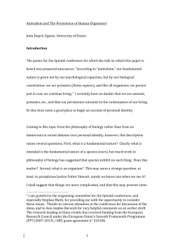 1 Animalism and The Persistence of Human Organisms1 John