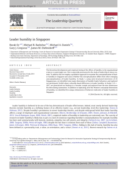 Leader humility in Singapore - UBC Sauder School of Business