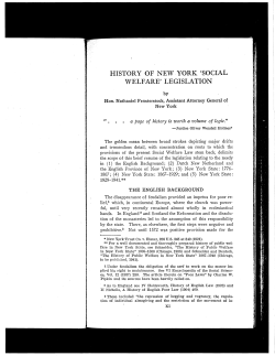 History of New York Social Welfare Legislation Nathaniel Fensterstock