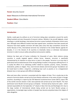Measures to Eliminate International Terrorism Student O