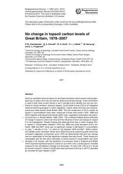 No change in topsoil carbon levels of Great Britain, 1978&ndash;2007