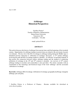 Arbitrage: Historical Perspectives