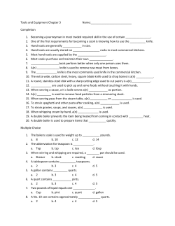 Tools and Equipment Chapter 3 Name
