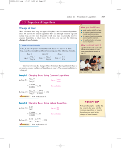 3.3 Properties of Logarithms