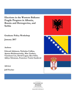 Elections in the Western Balkans - Woodrow Wilson School of Public