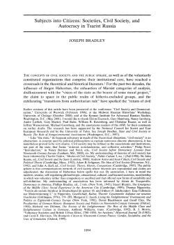 Subjects into Citizens: Societies, Civil Society