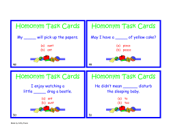 Homonym Task Cards Homonym Task Cards Homonym Task Cards