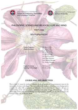 Philosophy, Science and Religion 2: Life and Mind [THET11046]