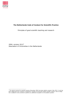 The Netherlands Code of Conduct for Scientific Practice