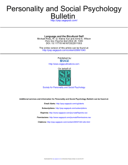 Bulletin Personality and Social Psychology