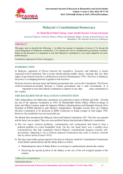 Malaysia`s Constitutional Democracy