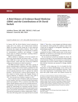A Brief History of Evidence-Based Medicine