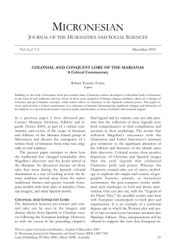 Colonial and Conquest Lore of the Marianas.