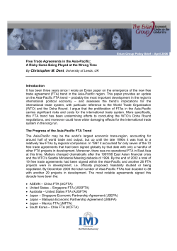 Free Trade Agreements in the Asia-Pacific: A Risky Game
