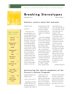 Breaking Stereotypes - University of South Florida