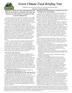 Green Climate Fund Briefing Note