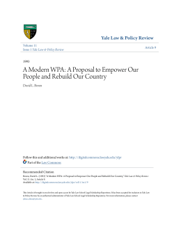 A Modern WPA - Yale Law School Legal Scholarship Repository
