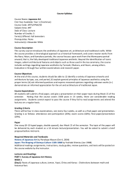 Course Syllabus Course Name: Japanese Art First Year Available
