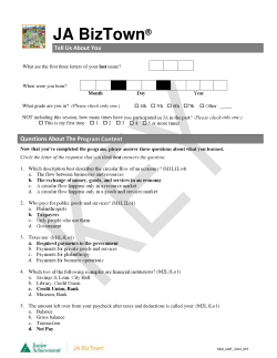 JA BizTown Answer Key - Junior Achievement USA