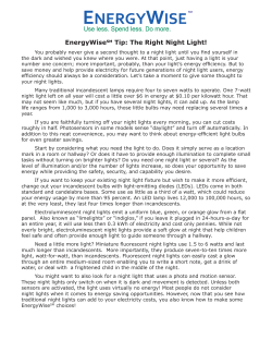 EnergyWiseSM Tip: The Right Night Light!