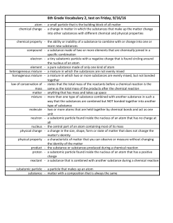 6th Grade Vocabulary 2, test on Friday, 9/16/16