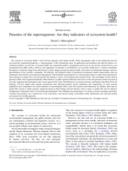 Parasites of the superorganism: Are they indicators of ecosystem