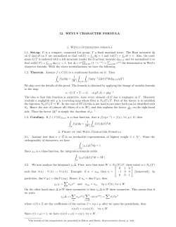 12. WEYL`S CHARACTER FORMULA 1. Weyl`s Integration formula