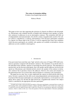 The syntax of orientation shifting Evidence from English high adverbs