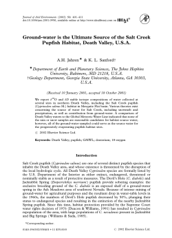 Ground-water is the Ultimate Source of the Salt Creek pupfish
