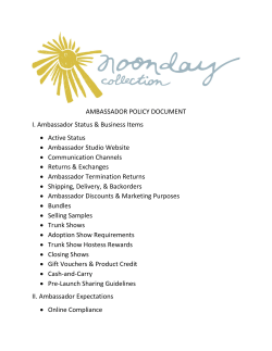 AMBASSADOR POLICY DOCUMENT I