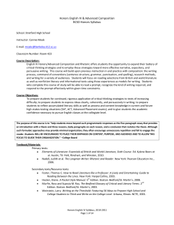 Honors English IV Syllabus - Berkeley County School District