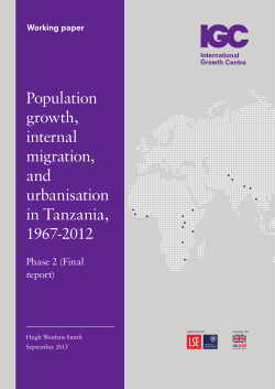 Population growth, internal migration, and urbanisation in Tanzania