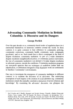 Advocating Community Mediation in British Columbia: A