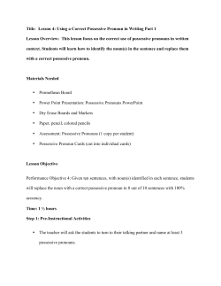 Lesson 4: Using a Correct Possessive Pronoun in Writing Part 1
