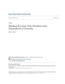 Mirabeau B. Lamar: Poet, President, and a