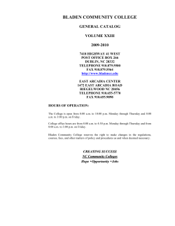 BCC Catalog 2009-10 - Bladen Community College