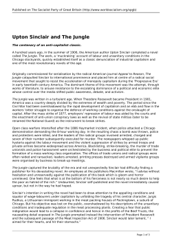 Upton Sinclair and The Jungle