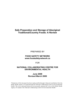 Safe Preparation and Storage of Aboriginal Traditional/Country Foods