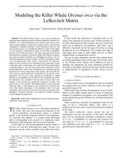 Modeling the Killer Whale Orcinus orca via the Lefkovitch Matrix