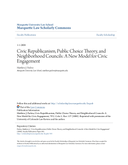 Civic Republicanism, Public Choice Theory, and Neighborhood