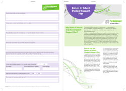 Return to School Student Support Plan