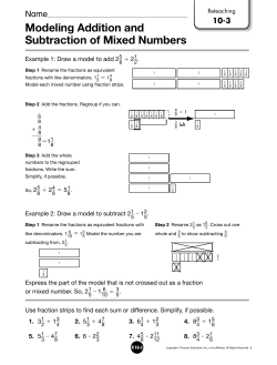 Modeling Addition and Subtraction of Mixed Numbers